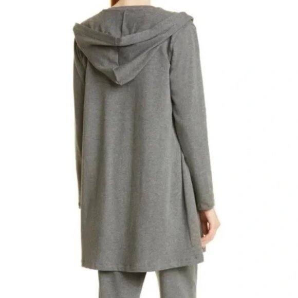 Eileen Fisher Lightweight Hoodie Cardigan Sweater with Pockets in Grey Medium - Picture 1 of 11